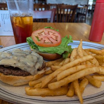 HARTURA - Mushroom and Swiss burger with a side of fries - Breakfast & Brunch Near Me - Wake Forest, North Carolina
