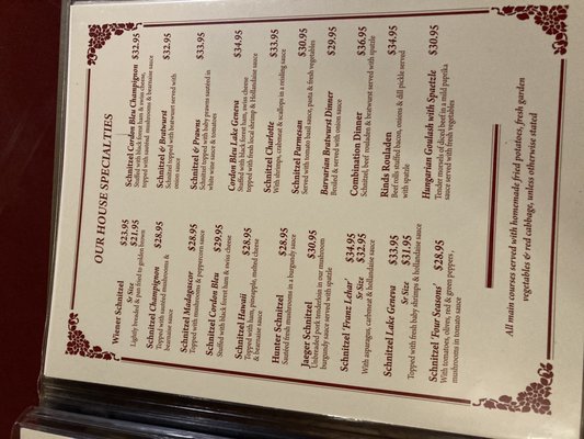 Menu photo 1 Elizabeth's Chalet Restaurant Surrey, BC Menu photo 1 Elizabeth's Chalet Restaurant Surrey, BC