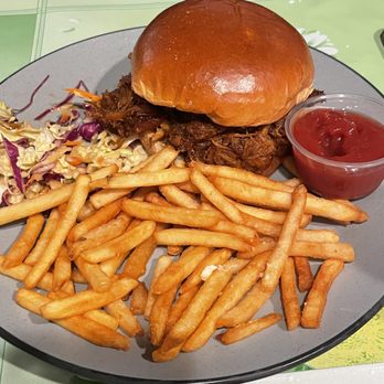 Joey's Kitchen Napili - Kalua Pork sandwich with fries- yum! - Filipino Near Me - Lahaina, Hawaii Joey's Kitchen Napili - Kalua Pork sandwich with fries- yum! - Filipino Near Me - Lahaina, Hawaii