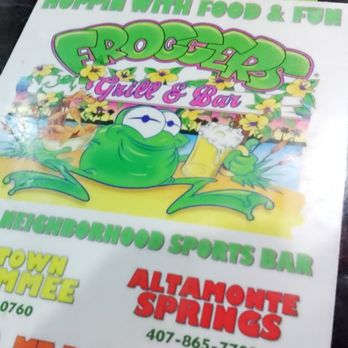 Froggers Grill & Bar - Front cover of the menu - Bars Near Me - Mount Dora, Florida Froggers Grill & Bar - Front cover of the menu - Bars Near Me - Mount Dora, Florida