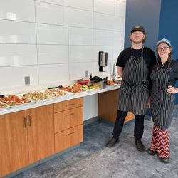 641 Deli head chef and manager Jed Smith with his assistant Amon Easily stand with their food assembled