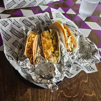 Condado Tacos - Left to Right- Sweet Heat, Lucy's Fire, Blue Dream. My Favorite is the Sweet Heat. These are Full Size Tacos. - Tacos Near Me - Nashville, Tennessee Condado Tacos - Left to Right- Sweet Heat, Lucy's Fire, Blue Dream. My Favorite is the Sweet Heat. These are Full Size Tacos. - Tacos Near Me - Nashville, Tennessee
