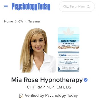 Mia Rose Hypnotherapy - Verified Hypnotherapist on Psychology Today. - Hypnosis/Hypnotherapy Near Me - Los Angeles, California Mia Rose Hypnotherapy - Verified Hypnotherapist on Psychology Today. - Hypnosis/Hypnotherapy Near Me - Los Angeles, California
