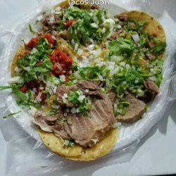 Tacos Juan - Tacos de lengua, bistek, and chorizo