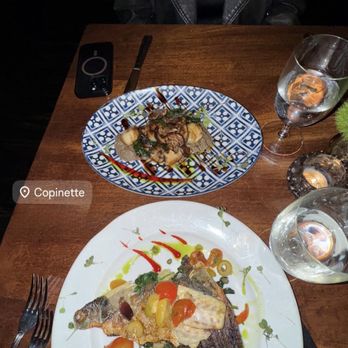 Copinette - Pan Seared Branzino sea Pan Roasted Scallops - French Near Me - New York, New York