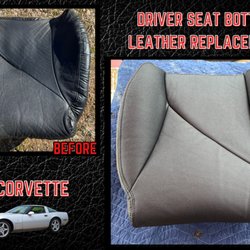 JLE Auto Upholstery - 1996 Corvette Driver Seat Bottom Leather Cover Replacement