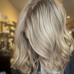 All That Glitters Salon - Heavy highlights with lowlights for a blended look. Ask for Sarah