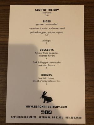 Menu photo 7 The Black Rabbit Savannah, GA