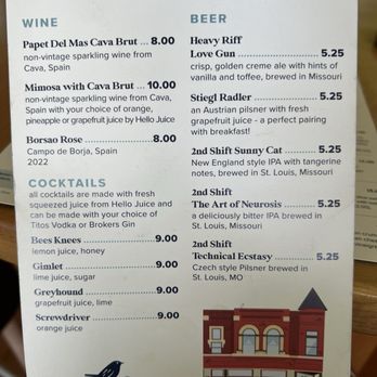 Songbird - Drink Menu - Breakfast & Brunch Near Me - St. Louis, Missouri Songbird - Drink Menu - Breakfast & Brunch Near Me - St. Louis, Missouri