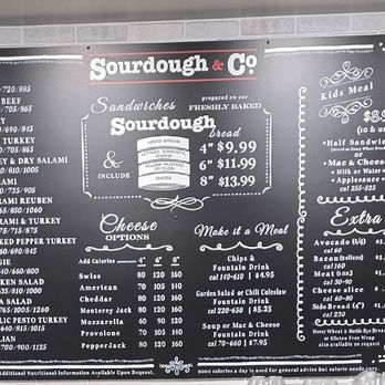 Sourdough & Co - A (cropped) picture of the menu of this place. Its pretty big and varied for a small place like this. - Salad Near Me - Pinole, California Sourdough & Co - A (cropped) picture of the menu of this place. Its pretty big and varied for a small place like this. - Salad Near Me - Pinole, California