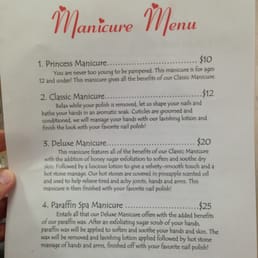 Manicure menu Manicure menu