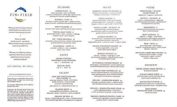 Menu photo 3 Fin + Field Restaurant and Bar Monterey, CA Menu photo 3 Fin + Field Restaurant and Bar Monterey, CA