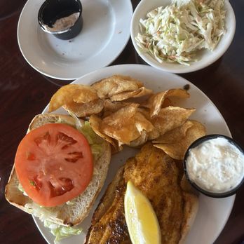The Boathouse Landing - Fish sandwich: blackened triggerfish (catch of the day) - Seafood Near Me - Valparaiso, Florida