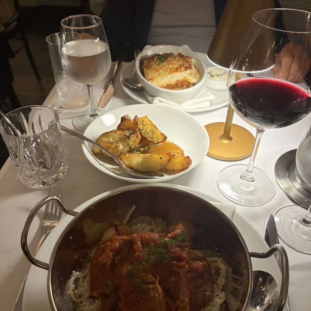 Nesos - Moussaka, lamb with pasta, and lemon roasted potatoes - Greek Near Me - Newport Beach, California