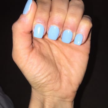 All Bright Nails & Spa - Baby blue gel powder courtesy of Cindy - Day Spas Near Me - Allston, Massachusetts