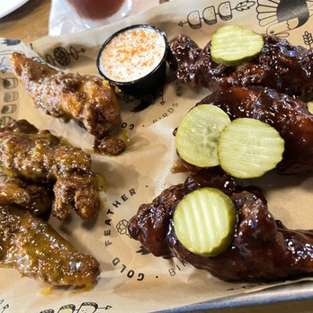 Gold Feather - Honey Badger (left) & Honey BBQ (right) - Beer Bar Near Me - San Antonio, Texas