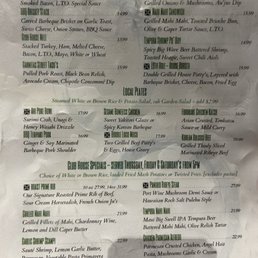 Dinner menu