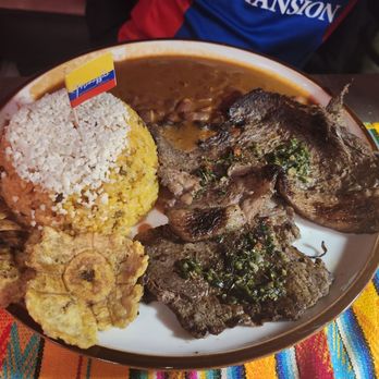Mamazzita - Friend's main course with beef - mine has chicken - Latin American Near Me - Newark, New Jersey