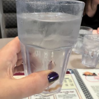 Blue Angel Diner - Dirty water glass with lip stick stain - Diners Near Me - Plainview, New York