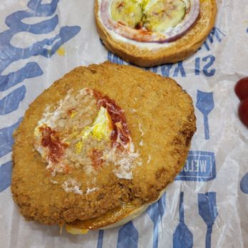 Culver's - Breaded pork tenderloin sandwich with mustard, Mayo, ketchup, onions & pickles. - Burgers Near Me - Chandler, Arizona