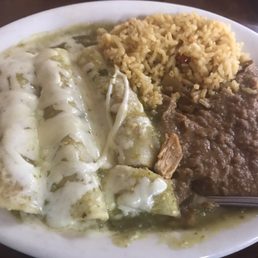 Green enchiladas with beans & rice. On special the night I was here. Green enchiladas with beans & rice. On special the night I was here.