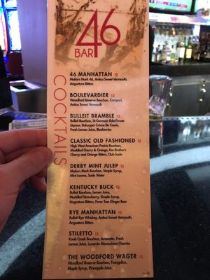 Menu photo 1 Bar 46 Las Vegas, NV