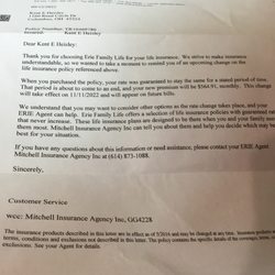 Erie Insurance - Letter from Erie
