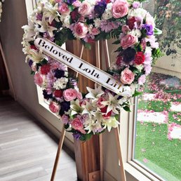 Funeral Wreath for my grandma with Lillies. Funeral Wreath for my grandma with Lillies.