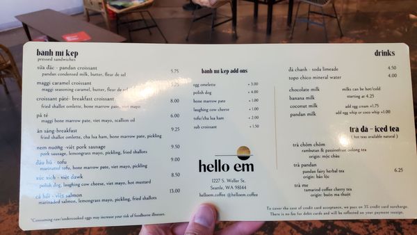 Menu photo 7 Hello Em Viet Coffee & Roastery Seattle, WA Menu photo 7 Hello Em Viet Coffee & Roastery Seattle, WA