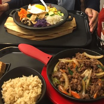 Kogii Kogii Express - Bibimbap (far) and bulkogii rice plate (near) - Chicken Wings Near Me - Naperville, Illinois