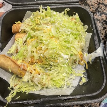Taco Exxpress - 5 Rolled Taquitos with Cheese, Sour Cream & Lettuce-delish - Mexican Near Me - Rocklin, California