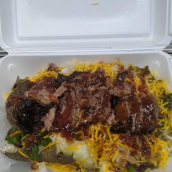 Backyard Bbq - Loaded Baked Potato with Brisket on top! - Barbeque Near Me - Vancouver, Washington Backyard Bbq - Loaded Baked Potato with Brisket on top! - Barbeque Near Me - Vancouver, Washington