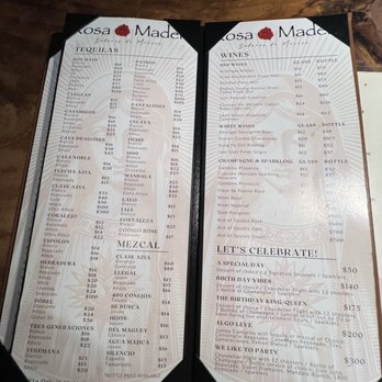 Rosa Madera - Menu for reference - Mexican Near Me - Sacramento, California