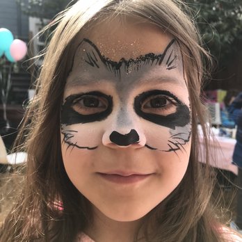 Laura Lemon - Girl with raccoon face paint. - Face Painting Near Me
