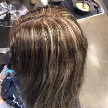 Wildroot - Before: I'm not sure why "a few golden highlights on top of brunette color w/ a smooth layered trim" came out like this. :/ misplaced color - Hair Salons Near Me - Tustin, California Wildroot - Before: I'm not sure why "a few golden highlights on top of brunette color w/ a smooth layered trim" came out like this. :/ misplaced color - Hair Salons Near Me - Tustin, California