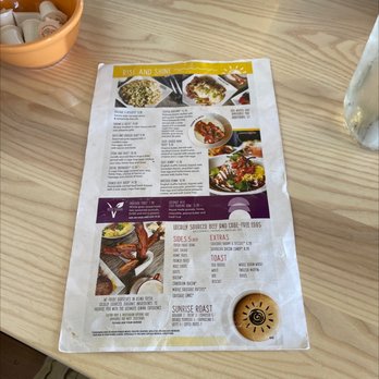 Sunrise Social - Back of menu - Breakfast & Brunch Near Me - Uniontown, Ohio