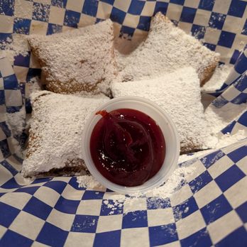Roux Seafood Kitchen - Beignets - a must order!!!! For $2 you can choose a sauce option, we opted for the jam and it was the perfect addition - Seafood Near Me - Huntington Beach, California Roux Seafood Kitchen - Beignets - a must order!!!! For $2 you can choose a sauce option, we opted for the jam and it was the perfect addition - Seafood Near Me - Huntington Beach, California