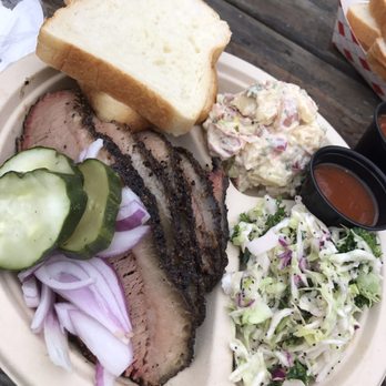 Micklethwait Craft Meats - Brisket with potato salad & slaw - Food Trucks Near Me - Austin, Texas