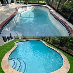 San Remo Pools - Before/After. Pool and deck remodeling.