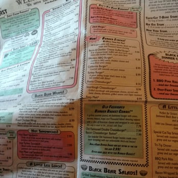 Black Bear Diner Milpitas - Extensive menu. Breakfast on the left, lunch middle, dinner on right - Diners Near Me - Milpitas, California