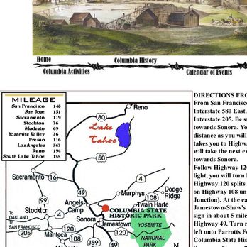Columbia State Historic Park - This is a map of California "Gold Country" along scenic Highway 49. Columbia State Historical Park is a great place to spend the day. - Parks Near Me - Columbia, California
