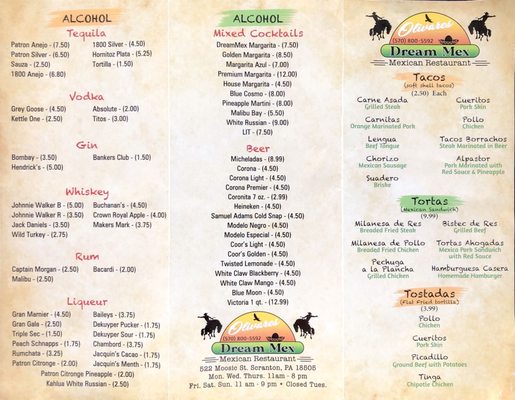 Menu photo 1 DreamMex Mexican Restaurant & Bar  Scranton, PA