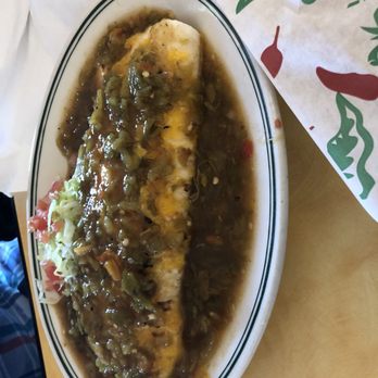 Garcia's Kitchen - Bean and cheese burrito with tons of green chile - New Mexican Cuisine Near Me - Albuquerque, New Mexico