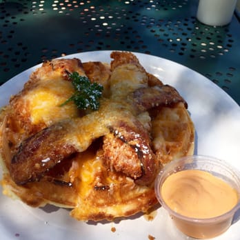 Stacks Pancake House - Spicy chicken & waffle- mayo on side( that's the only spicy thing) - Breakfast & Brunch Near Me - Irvine, California
