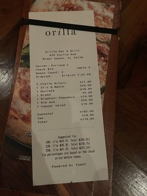 Menu photo 2 Orilla Bar & Grill Miami Beach, FL
