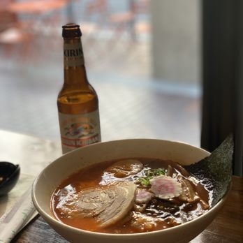 Toribashi - Spicy Pork ramen and Kirin beer. - Ramen Near Me - Monterey, California Toribashi - Spicy Pork ramen and Kirin beer. - Ramen Near Me - Monterey, California