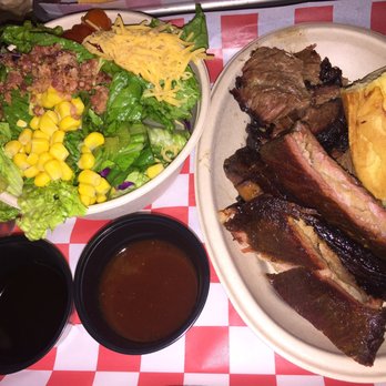Brookstreet Bar-B-Que - Two meat plate with a side salad - Barbeque Near Me - Houston, Texas Brookstreet Bar-B-Que - Two meat plate with a side salad - Barbeque Near Me - Houston, Texas