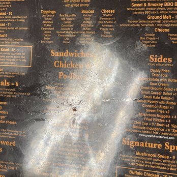 Ground Restaurant - Look at the mess on the menu. Had to wash hands after I picked it up. - American Near Me - Franklin, Tennessee Ground Restaurant - Look at the mess on the menu. Had to wash hands after I picked it up. - American Near Me - Franklin, Tennessee