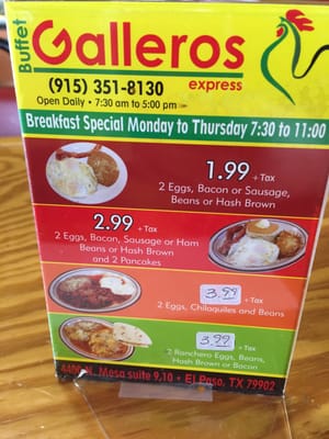 Menu photo 2 Buffet Galleros Express El Paso, TX Menu photo 2 Buffet Galleros Express El Paso, TX