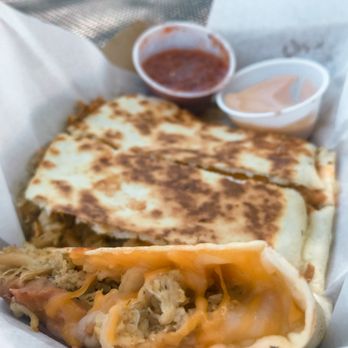 Quesadilla Mobilla - The Dirt Bag - added chicken, served with mild salsa and chipotle sour cream - Fast Food Near Me - Moab, Utah
